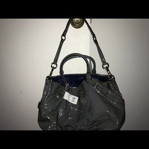 Grey Coach patent leather purse